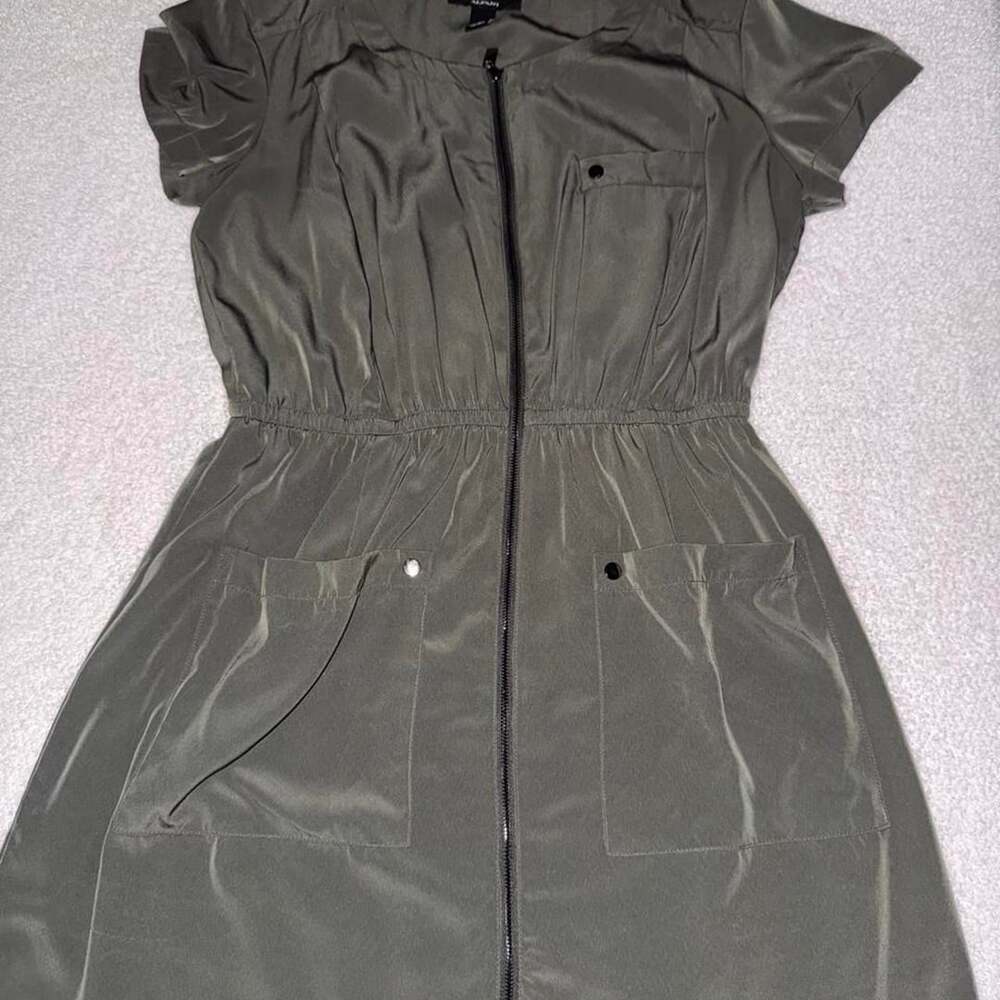 Alfani Olive Green Utility Zip-Front Dress